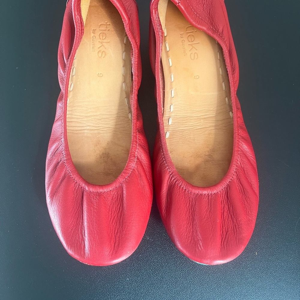 tieks Red Leather Ballet Flats - Women's Size 9